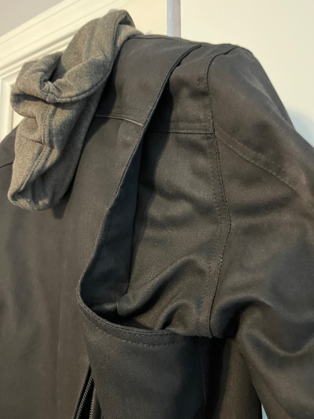 Women's Black Motorcycle Jacket- Removable Hoodie- Removable Pads - Picture 10 of 16